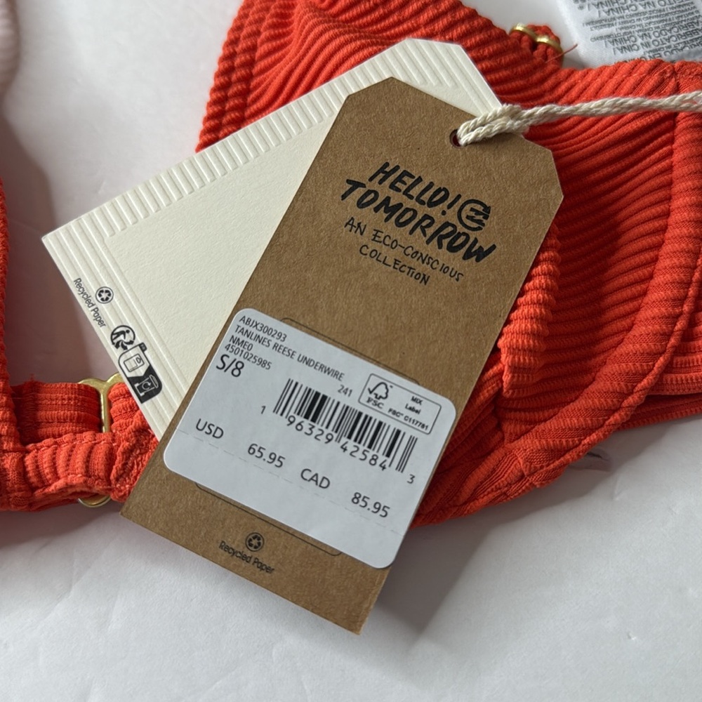 Billabong Tanlines Reese Underwire Bikini Swim Top Coral Craze Orange Small - Picture 9 of 12